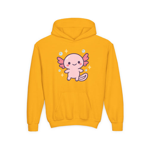 Kids Axolotl Hoodie — Cute Pink Axolotl Pullover for Children