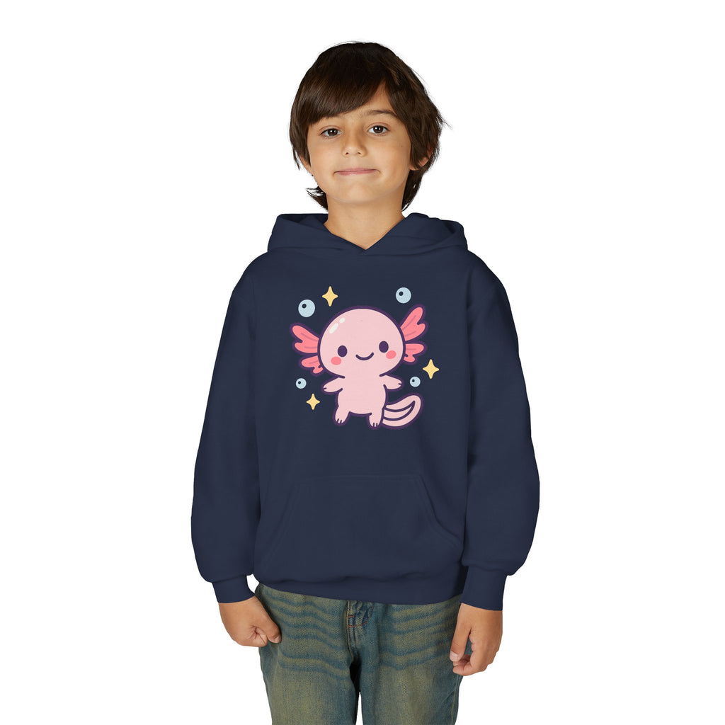 Kids Axolotl Hoodie — Cute Pink Axolotl Pullover for Children