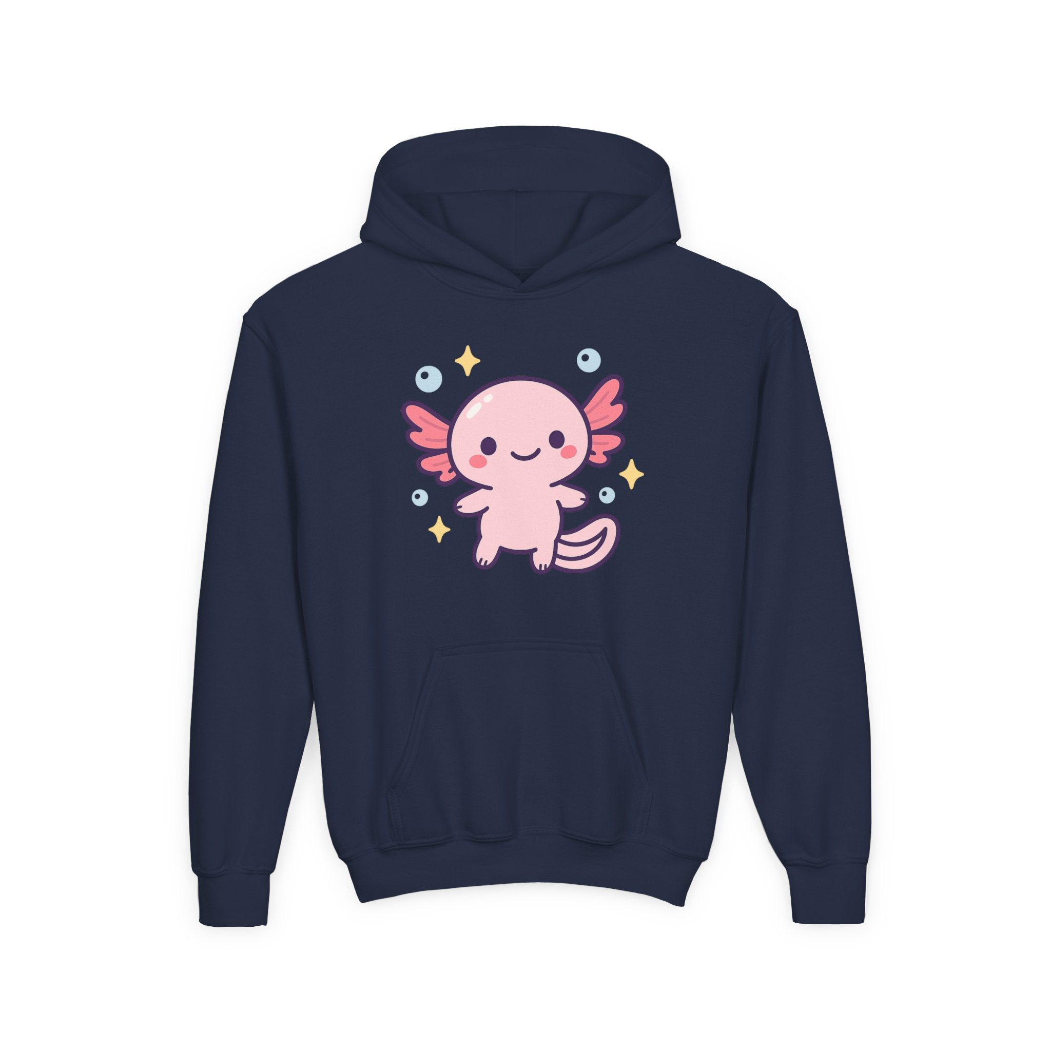Kids Axolotl Hoodie — Cute Pink Axolotl Pullover for Children