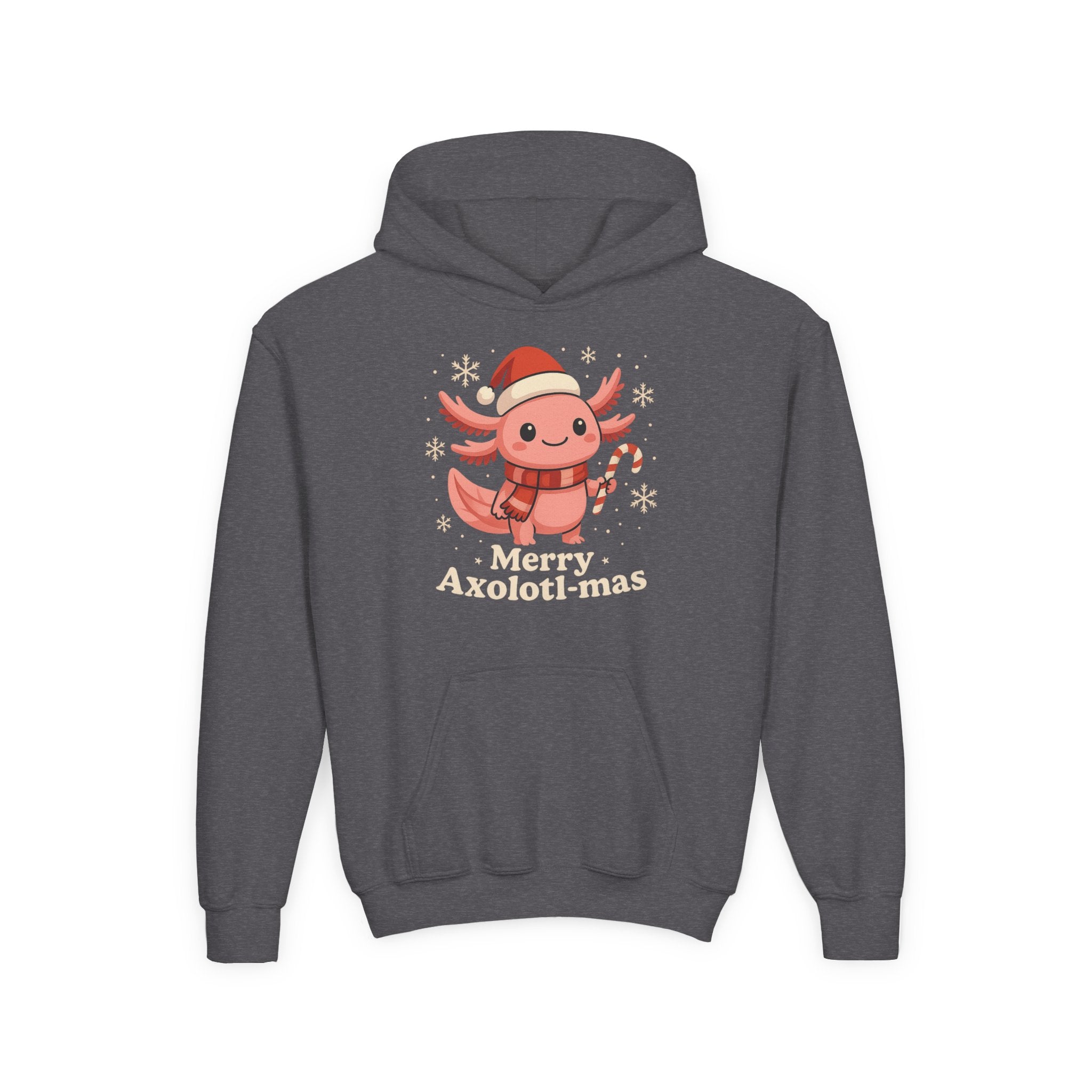 Merry Axolotl-mas Youth Hoodie — Cute Holiday Axolotl Christmas Sweatshirt