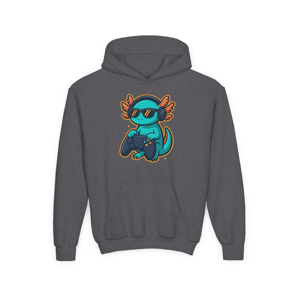 Axolotl Gamer Youth Hoodie — Cool Sunglasses Gaming Axolotl Pullover