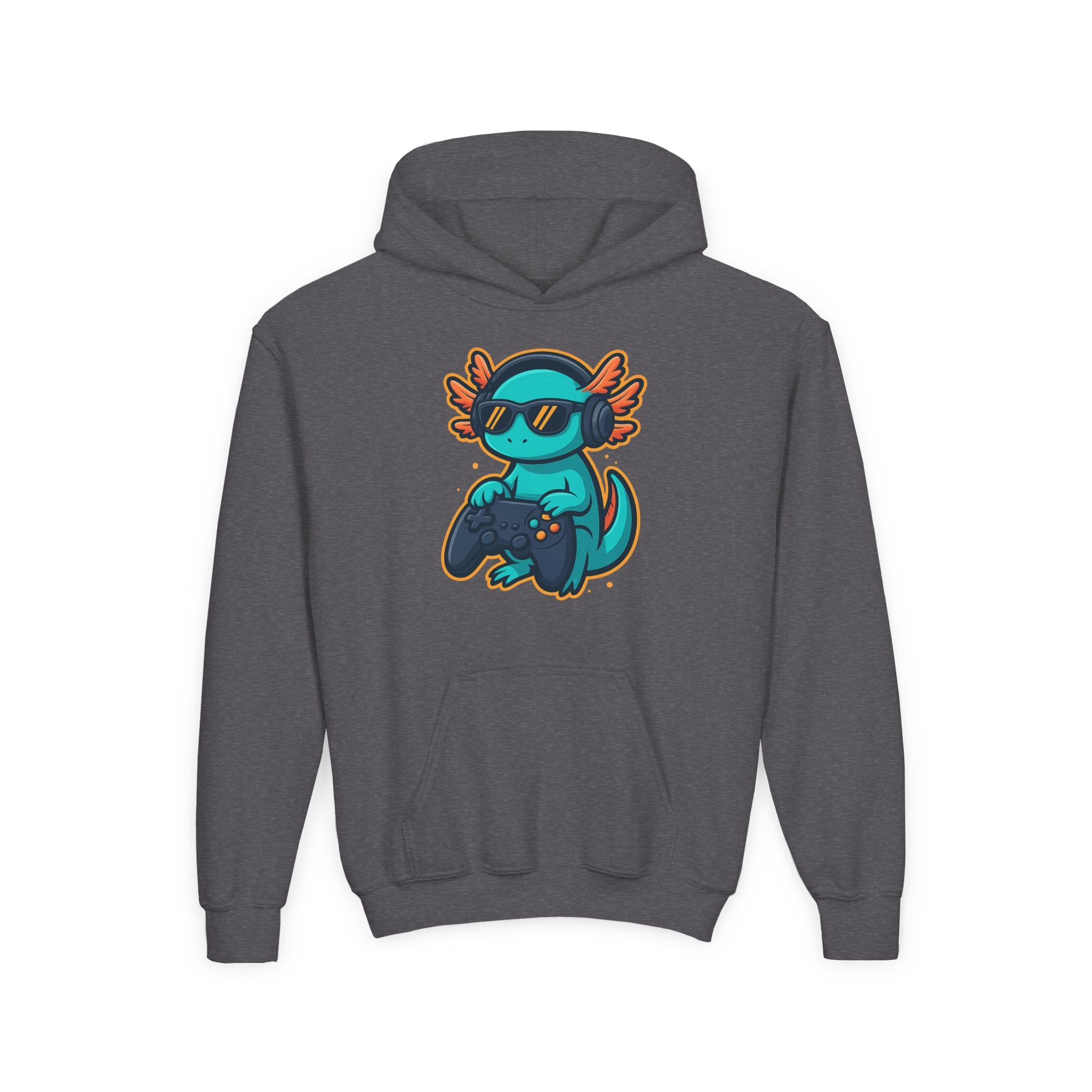 Axolotl Gamer Youth Hoodie — Cool Sunglasses Gaming Axolotl Pullover