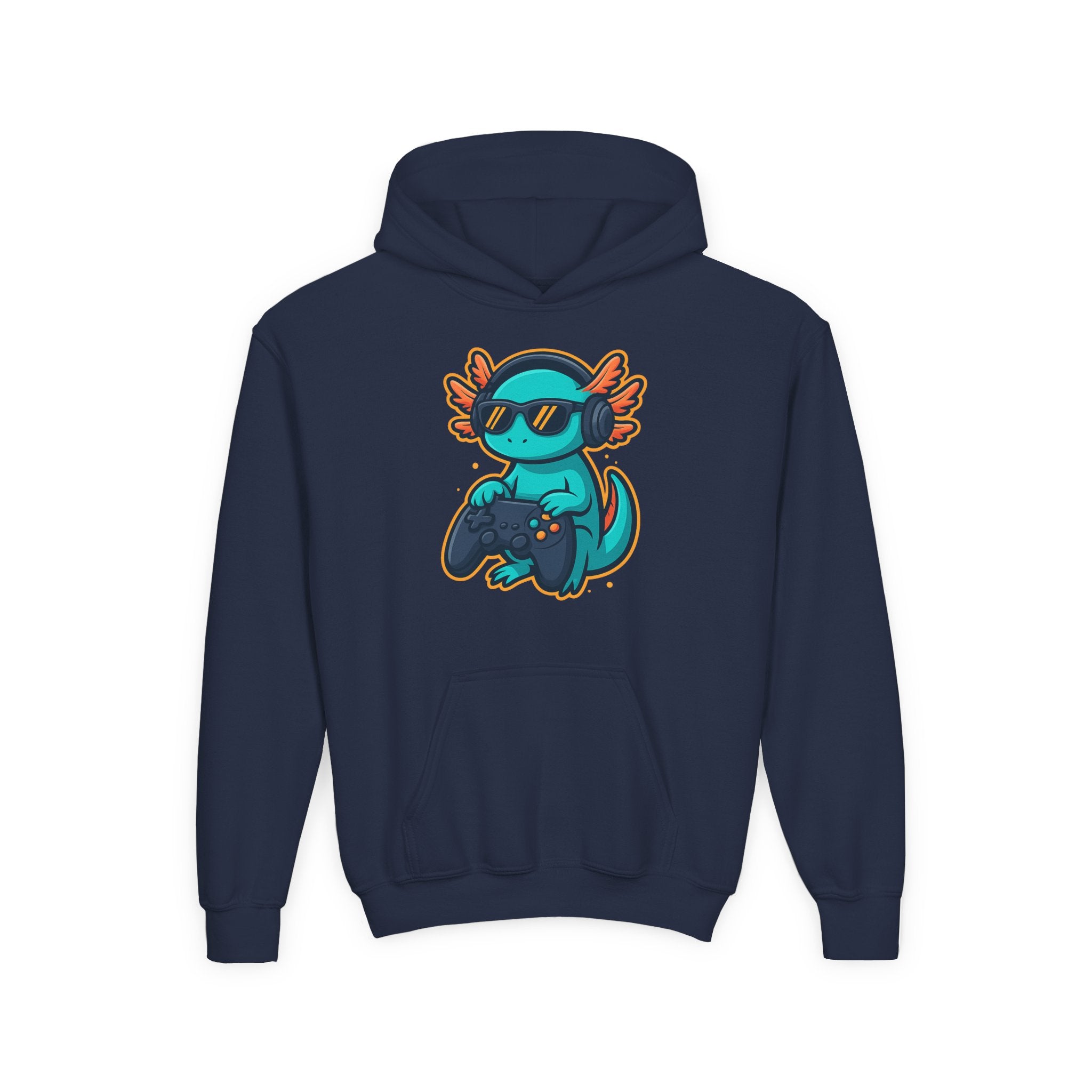 Axolotl Gamer Youth Hoodie — Cool Sunglasses Gaming Axolotl Pullover