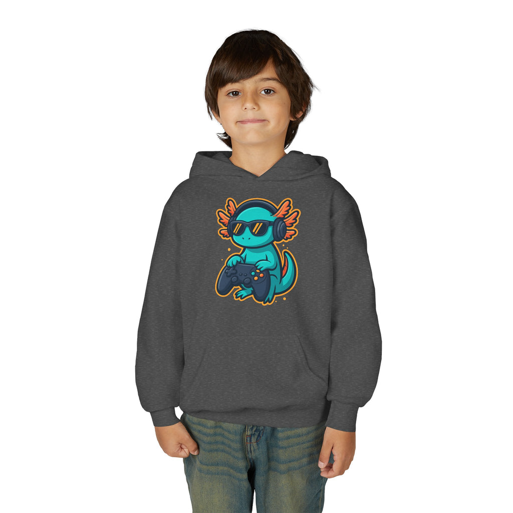 Axolotl Gamer Youth Hoodie — Cool Sunglasses Gaming Axolotl Pullover