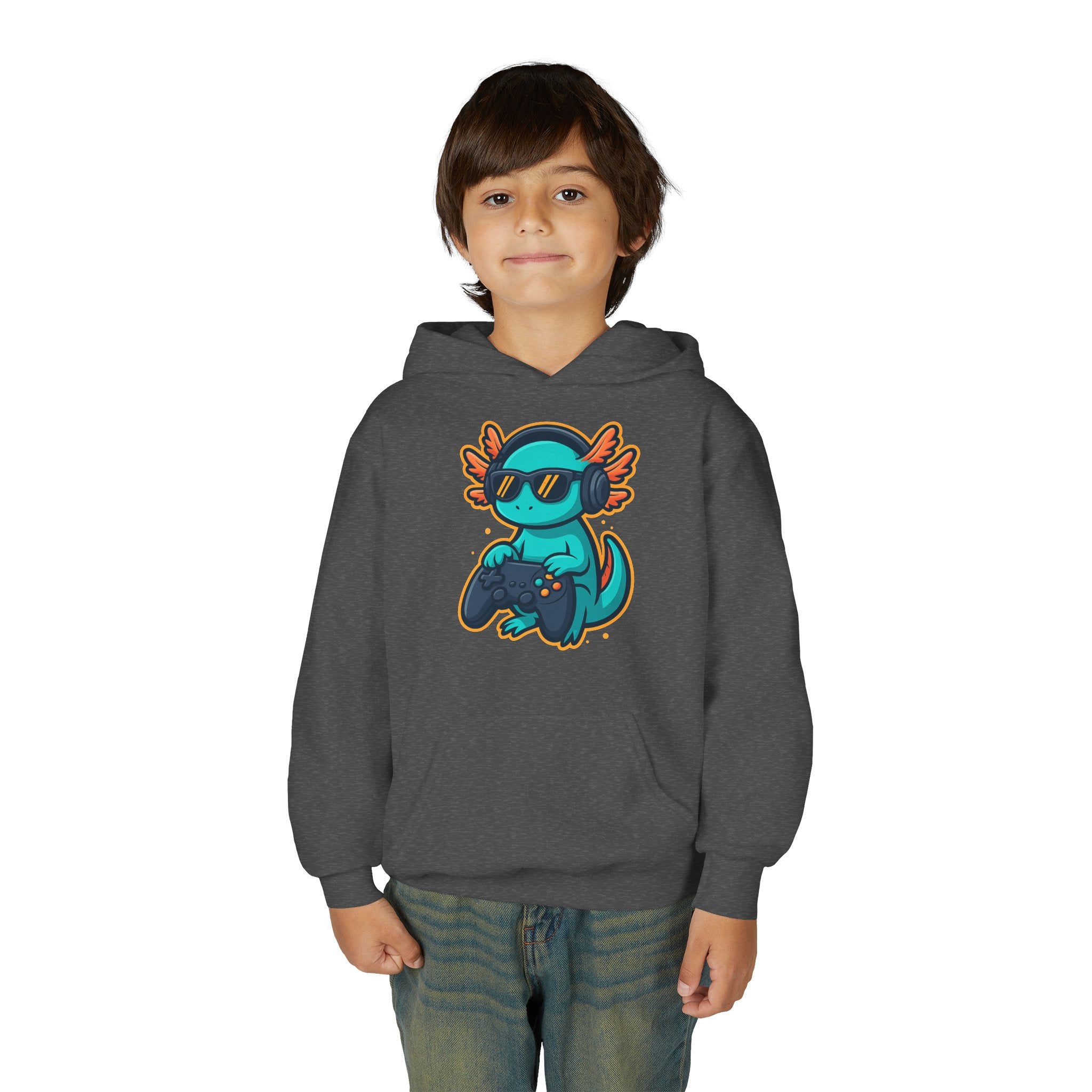 Axolotl Gamer Youth Hoodie — Cool Sunglasses Gaming Axolotl Pullover