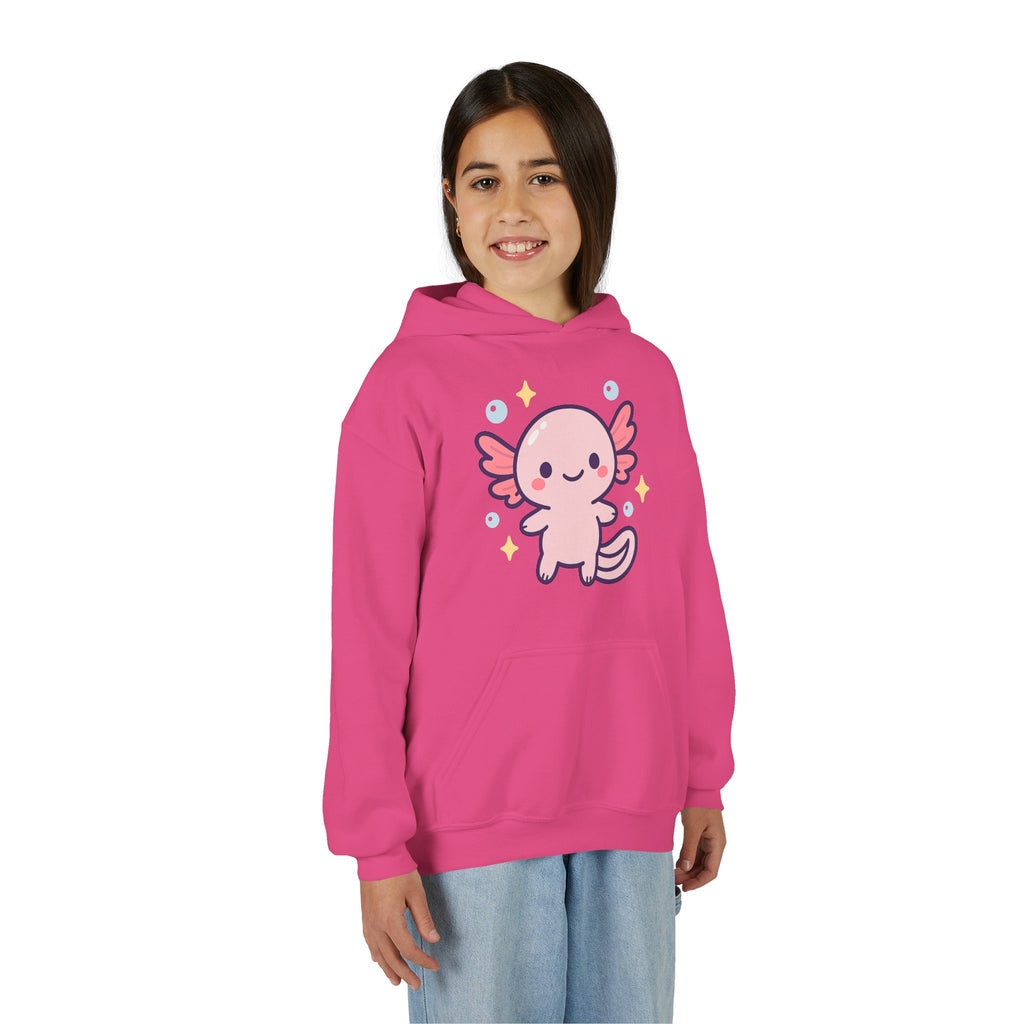 Kids Axolotl Hoodie — Cute Pink Axolotl Pullover for Children