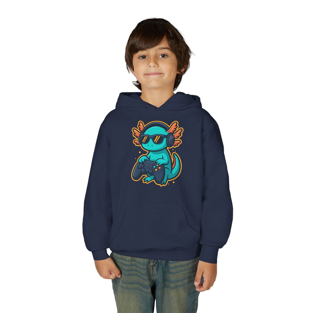 Axolotl Gamer Youth Hoodie — Cool Sunglasses Gaming Axolotl Pullover