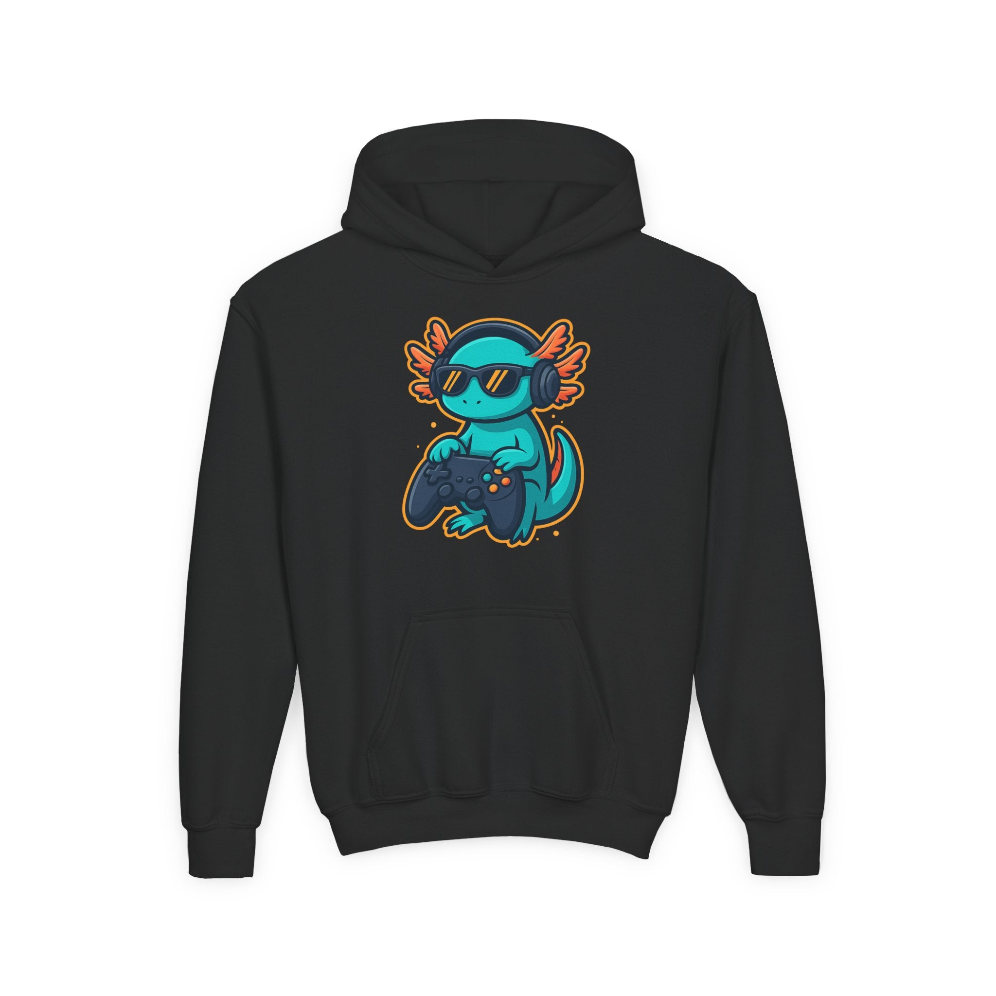 Axolotl Gamer Youth Hoodie — Cool Sunglasses Gaming Axolotl Pullover