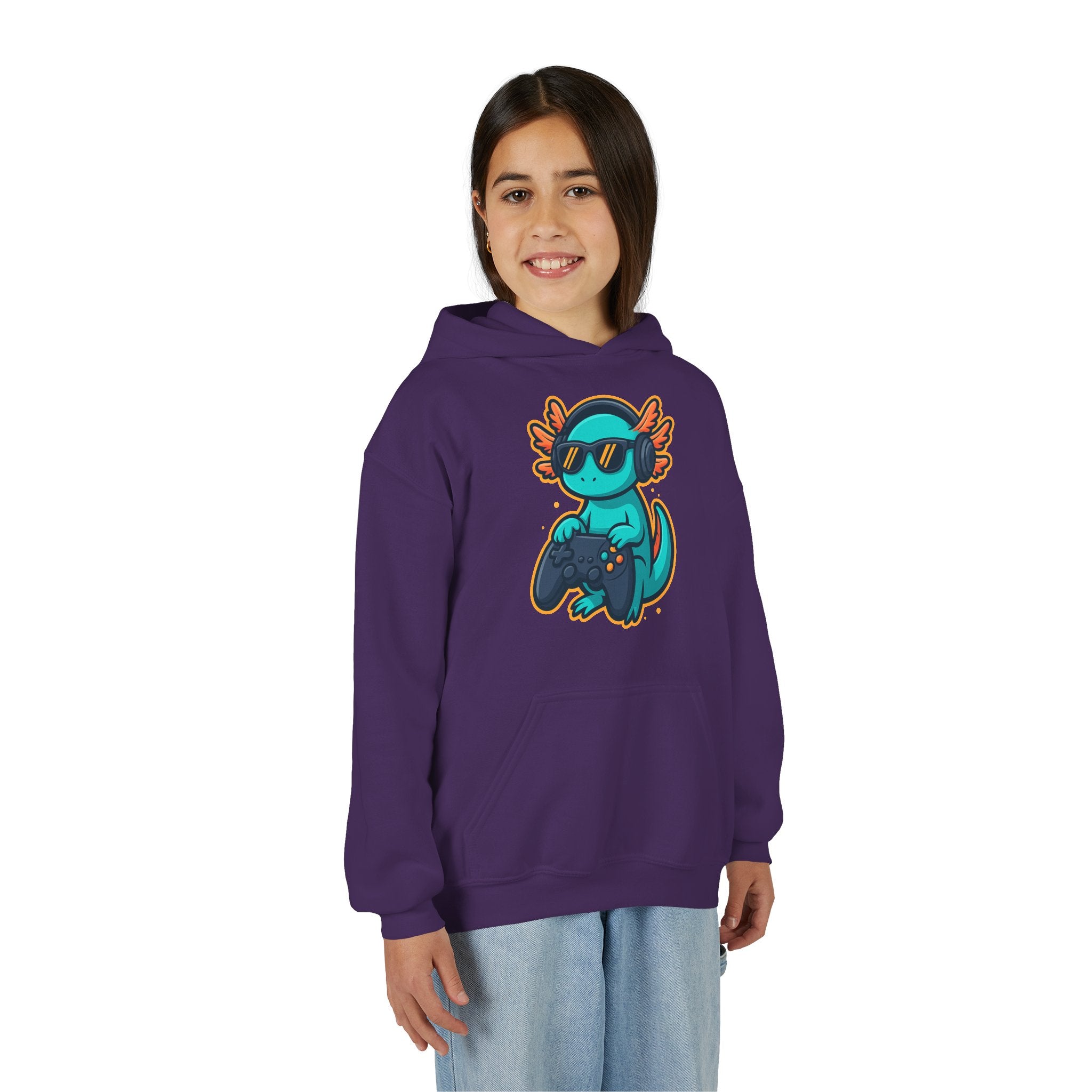 Axolotl Gamer Youth Hoodie — Cool Sunglasses Gaming Axolotl Pullover