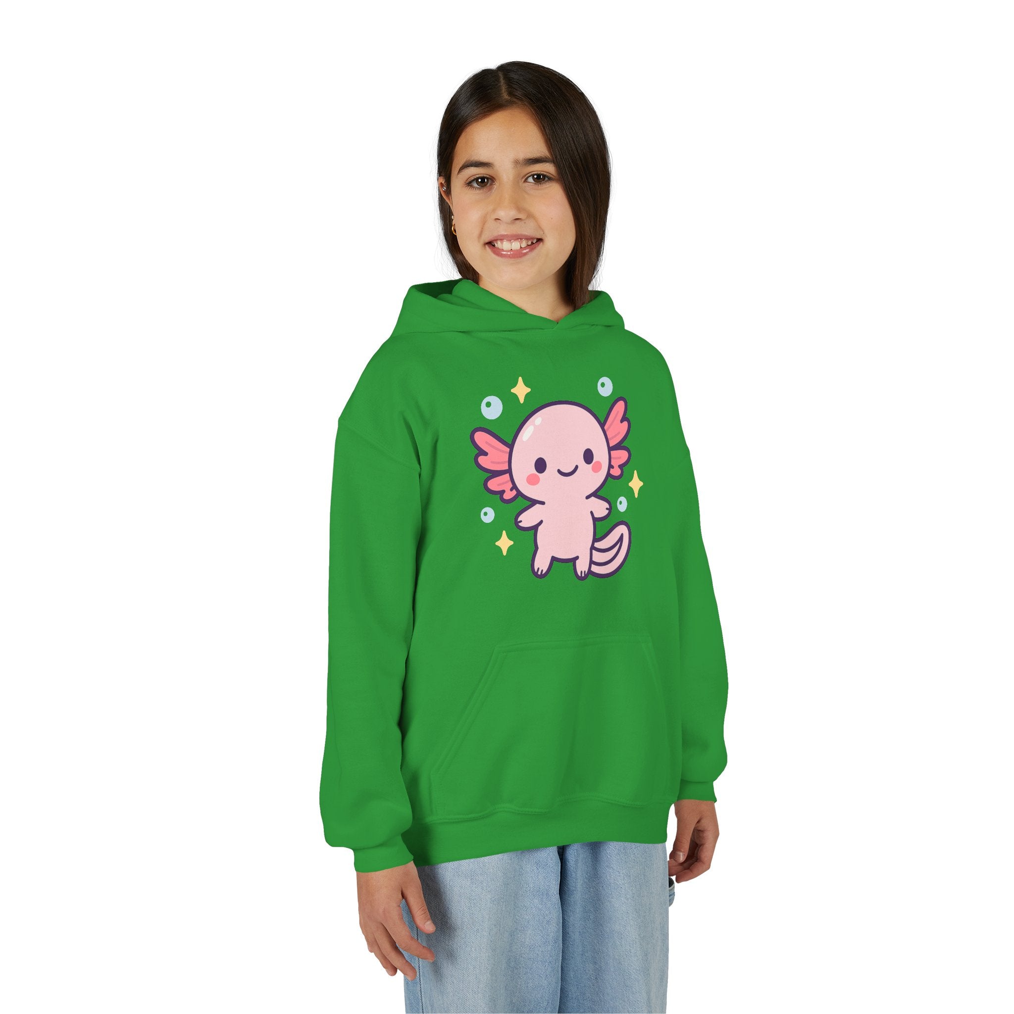 Kids Axolotl Hoodie — Cute Pink Axolotl Pullover for Children