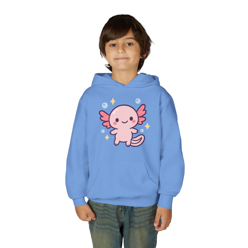 Kids Axolotl Hoodie — Cute Pink Axolotl Pullover for Children