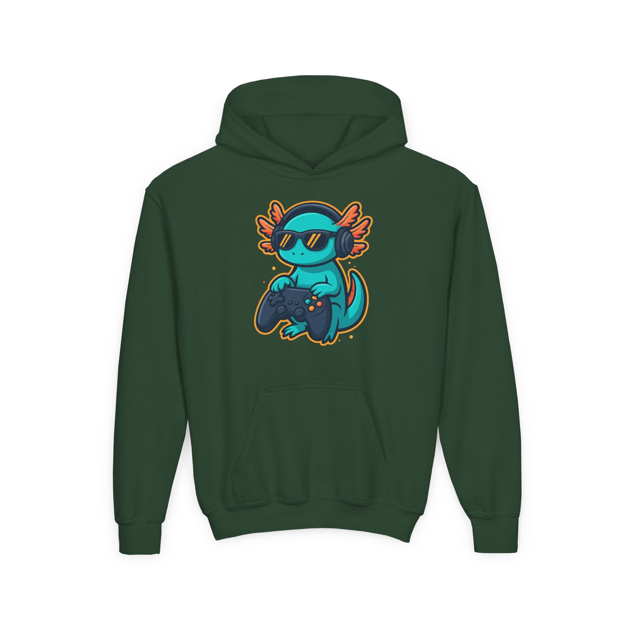 Axolotl Gamer Youth Hoodie — Cool Sunglasses Gaming Axolotl Pullover