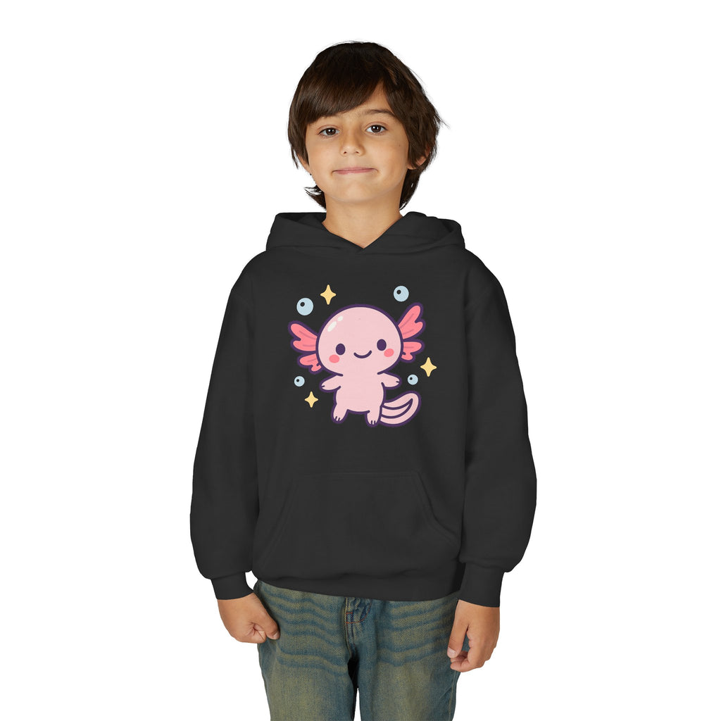 Kids Axolotl Hoodie — Cute Pink Axolotl Pullover for Children