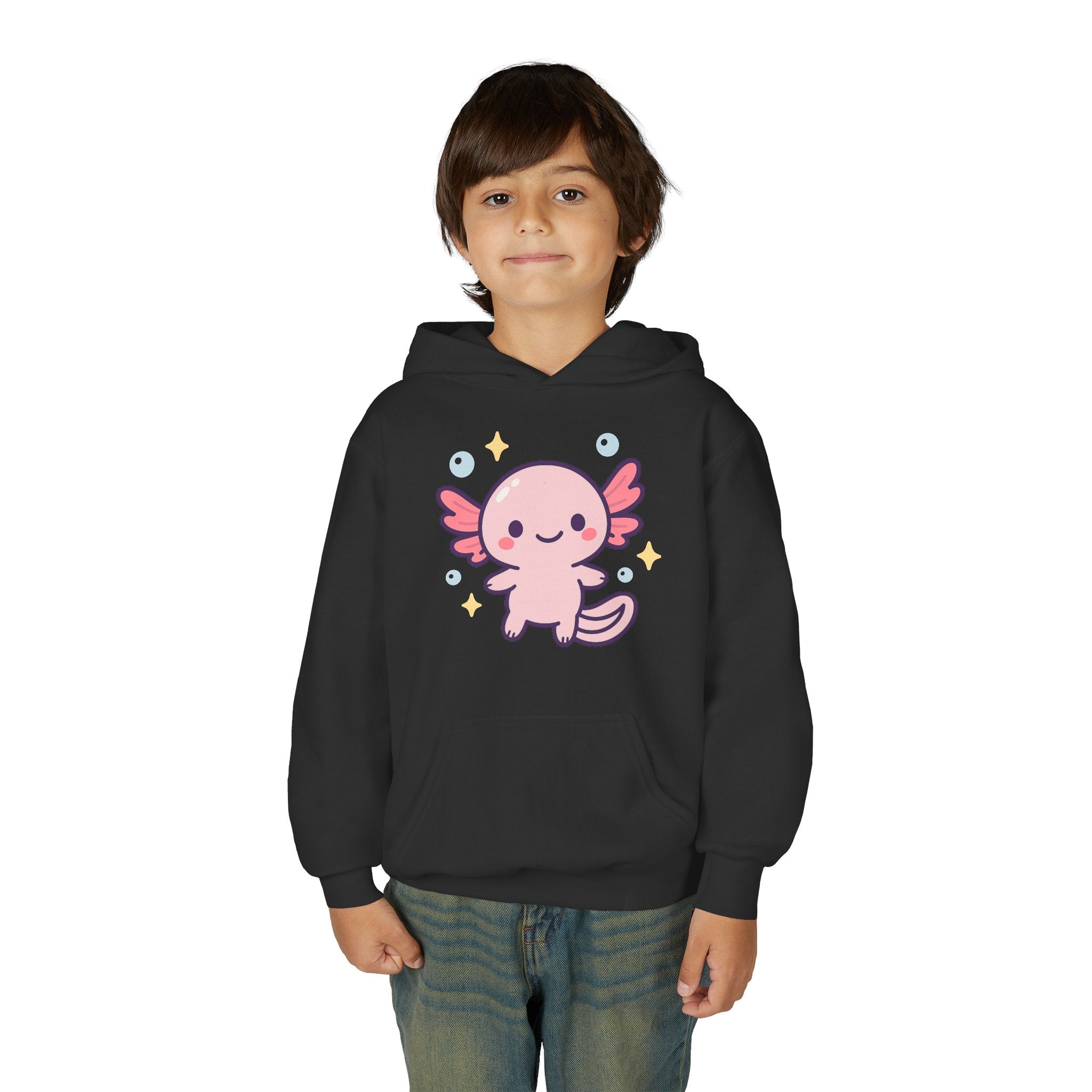Kids Axolotl Hoodie — Cute Pink Axolotl Pullover for Children