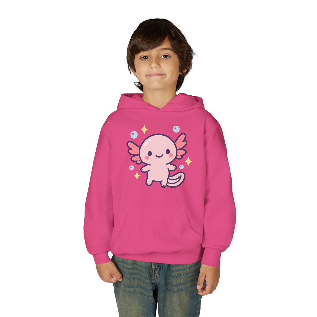 Kids Axolotl Hoodie — Cute Pink Axolotl Pullover for Children