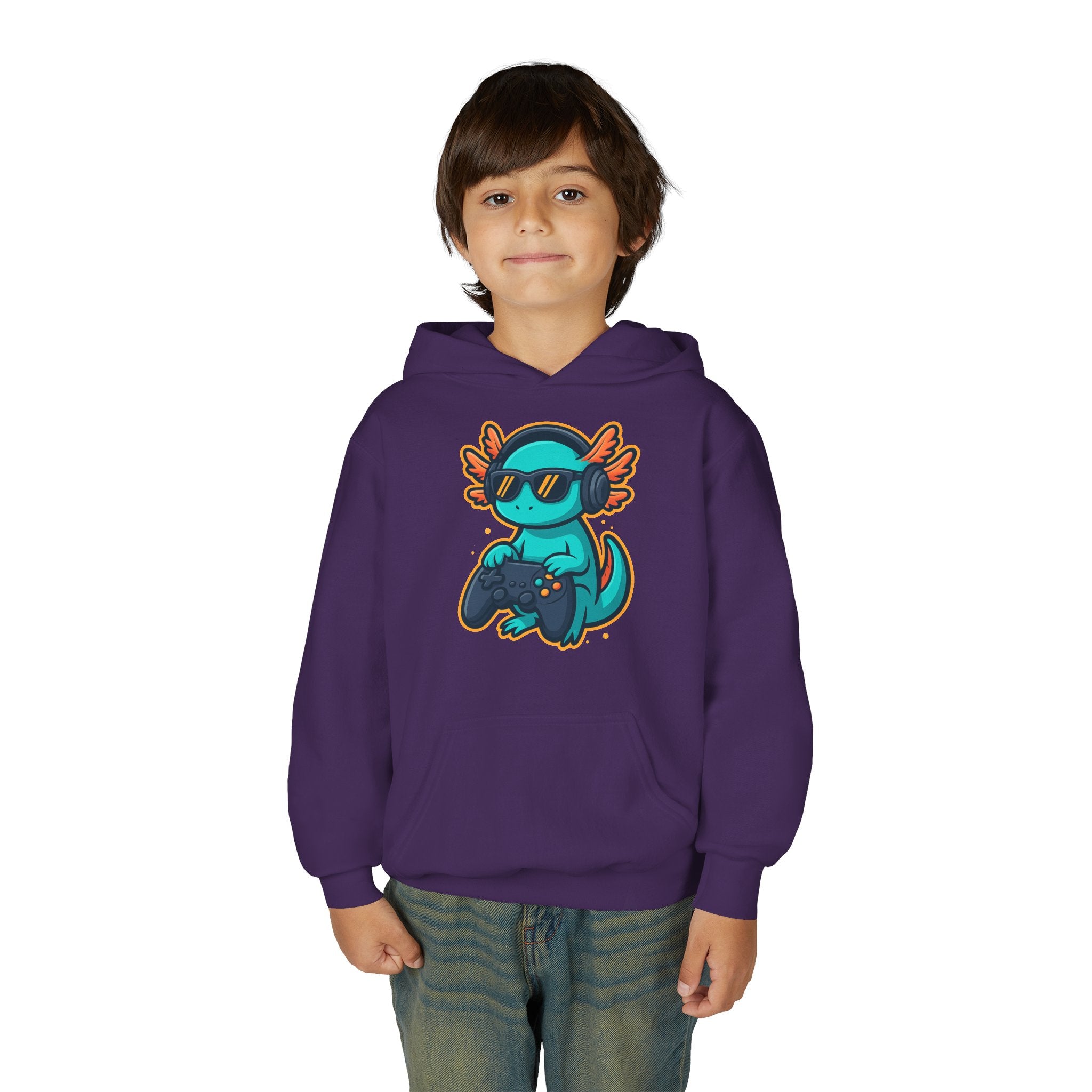 Axolotl Gamer Youth Hoodie — Cool Sunglasses Gaming Axolotl Pullover