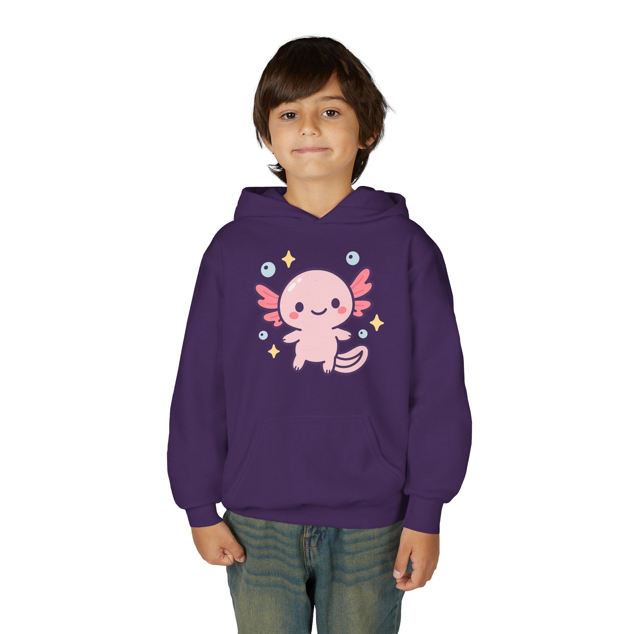 Kids Axolotl Hoodie — Cute Pink Axolotl Pullover for Children