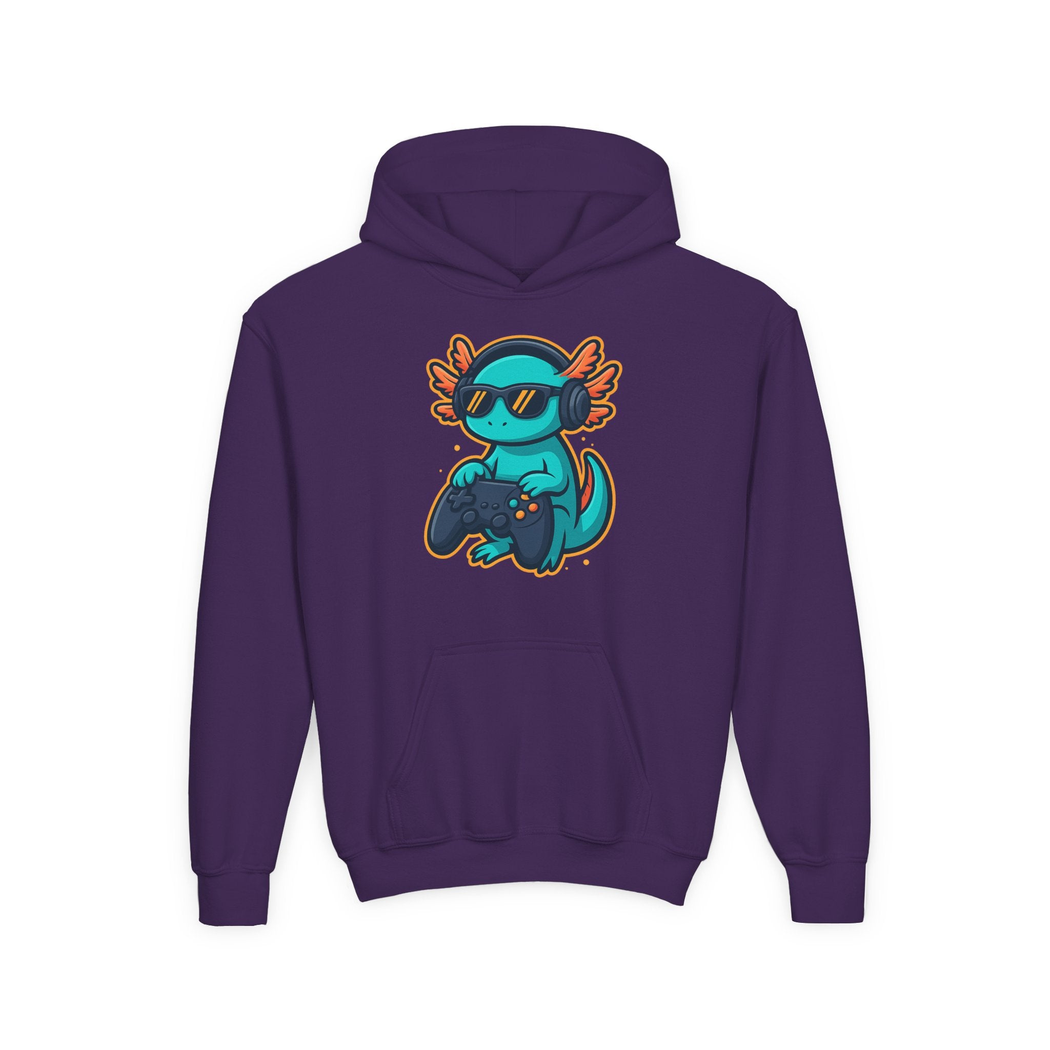 Axolotl Gamer Youth Hoodie — Cool Sunglasses Gaming Axolotl Pullover